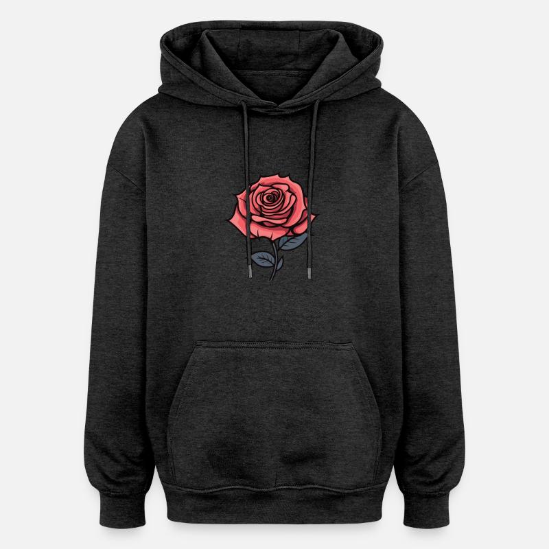 L’amour de la rose - Sweat à capuche oversize unisexe - charbon