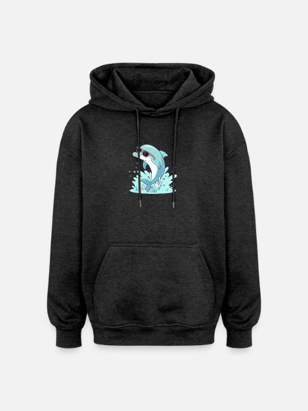 Delfin-Sommer-Pinkbrille - Oversized Unisex Hoodie - Anthrazit