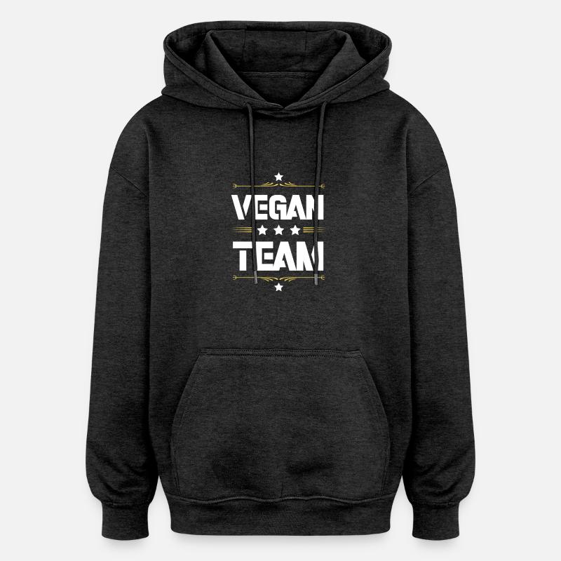 Équipe végétalienne - Sweat à capuche oversize unisexe - charbon