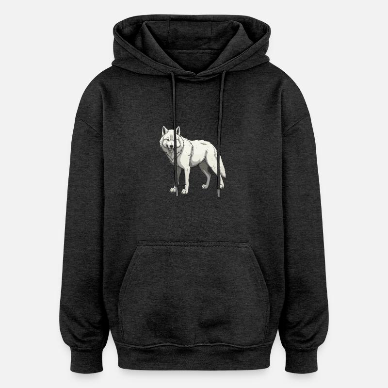 Wolf Tier - Oversized Unisex Hoodie - Anthrazit