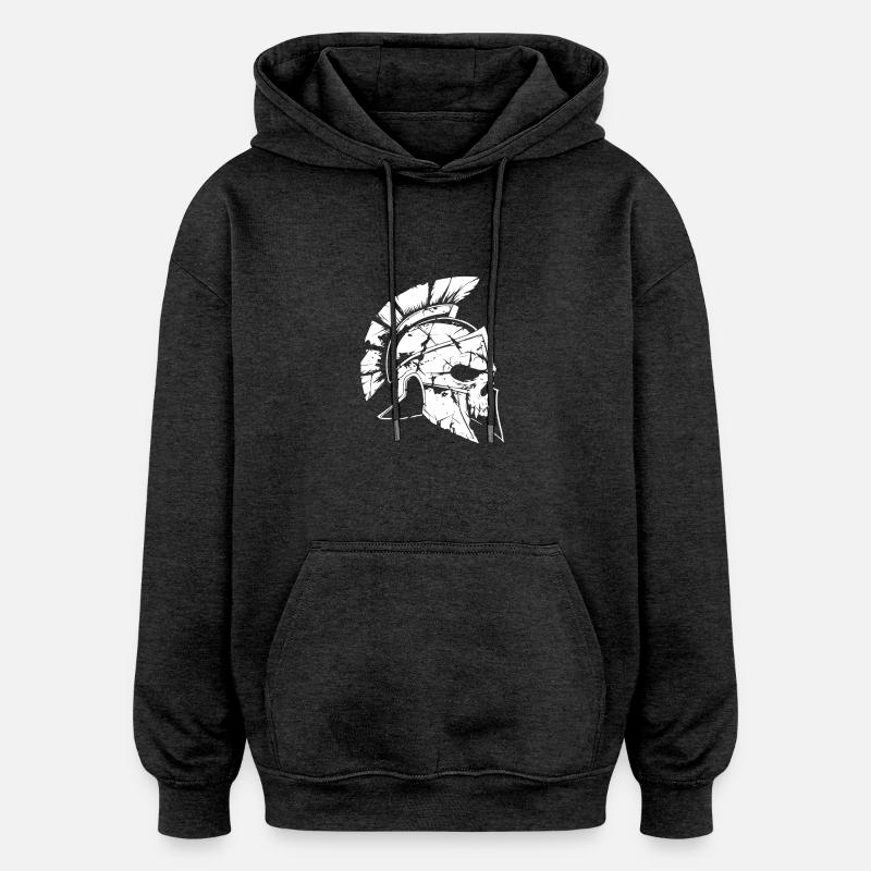 Crâne de gladiateur spartiate - Sweat à capuche oversize unisexe - charbon