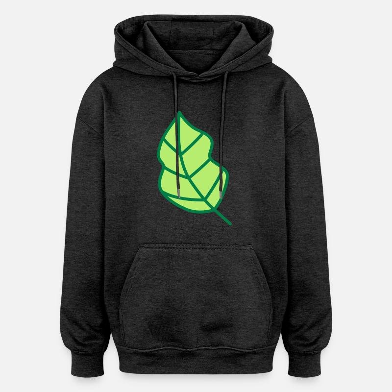 feuille - Sweat à capuche oversize unisexe - charbon