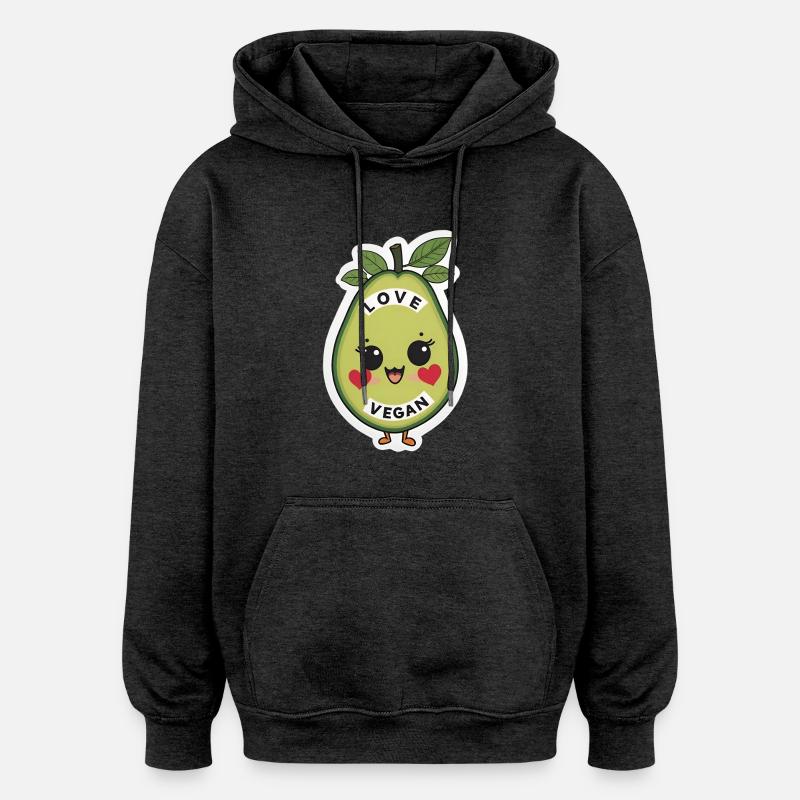 Amour végétalien - Sweat à capuche oversize unisexe - charbon