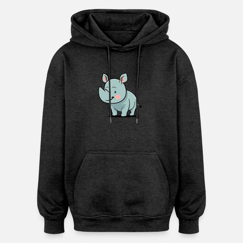Rhinocéros - Sweat à capuche oversize unisexe - charbon