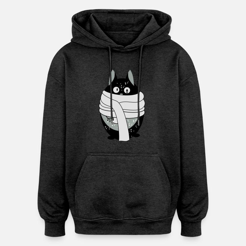 Cat avec un foulard - Sweat à capuche oversize unisexe - charbon