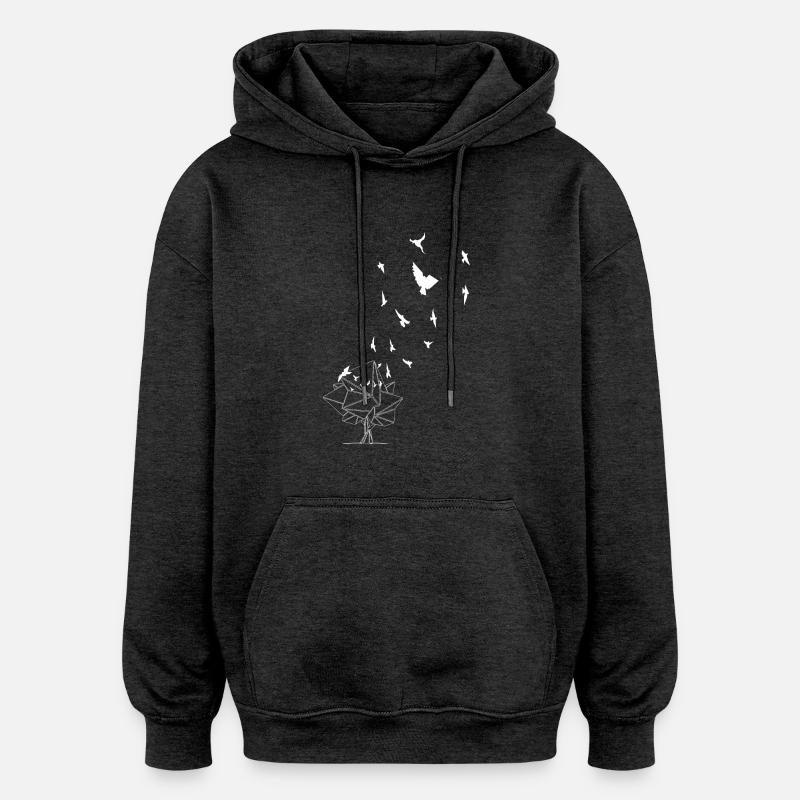 birds_special_white - Sweat à capuche oversize unisexe - charbon