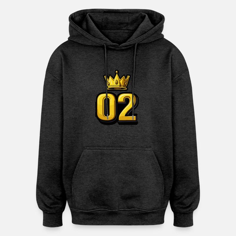 2 Number Crown - Oversized Unisex Hoodie - charcoal grey