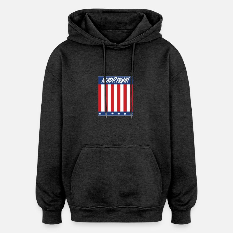 Prêt? Se battre! - Sweat à capuche oversize unisexe - charbon
