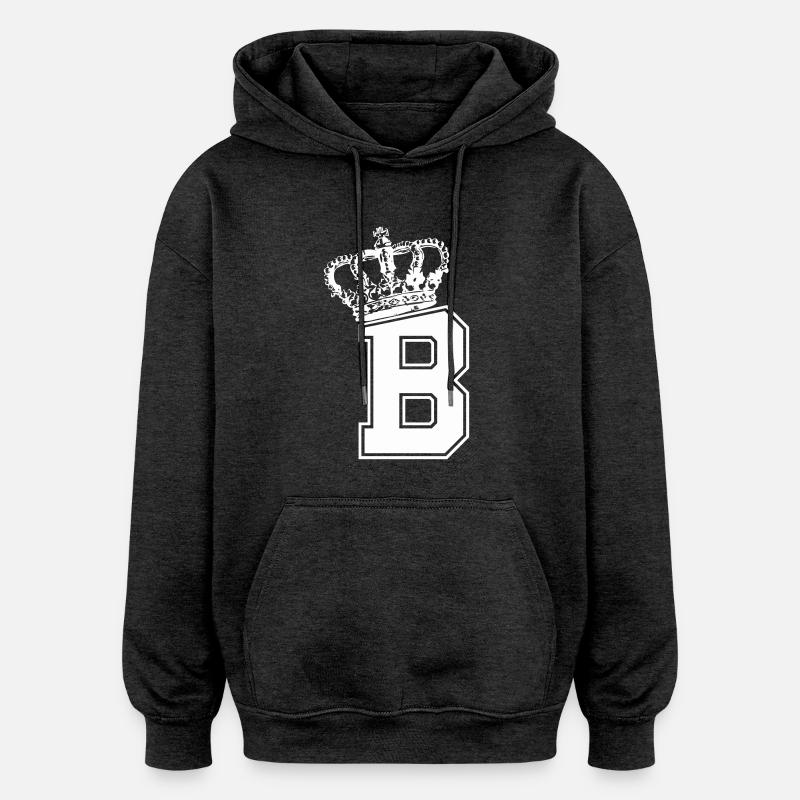 Lettre B King - Sweat à capuche oversize unisexe - charbon