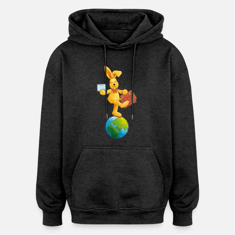 Félix le Globe-trotter Lapin - Sweat à capuche oversize unisexe - charbon