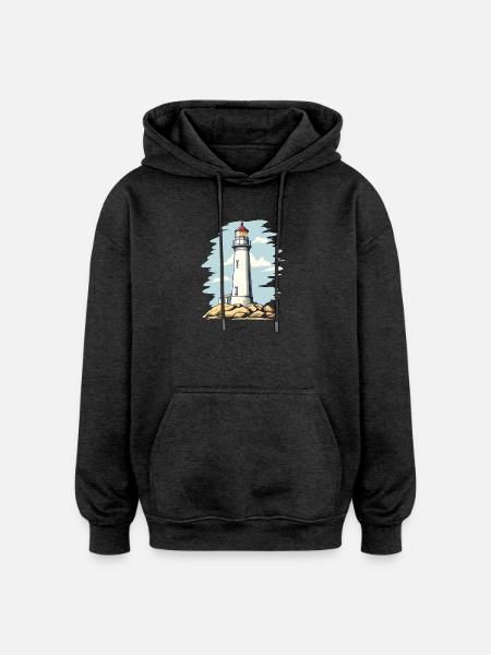 Leuchtturm am Felsen Küstenmotiv - Oversized Unisex Hoodie - Anthrazit