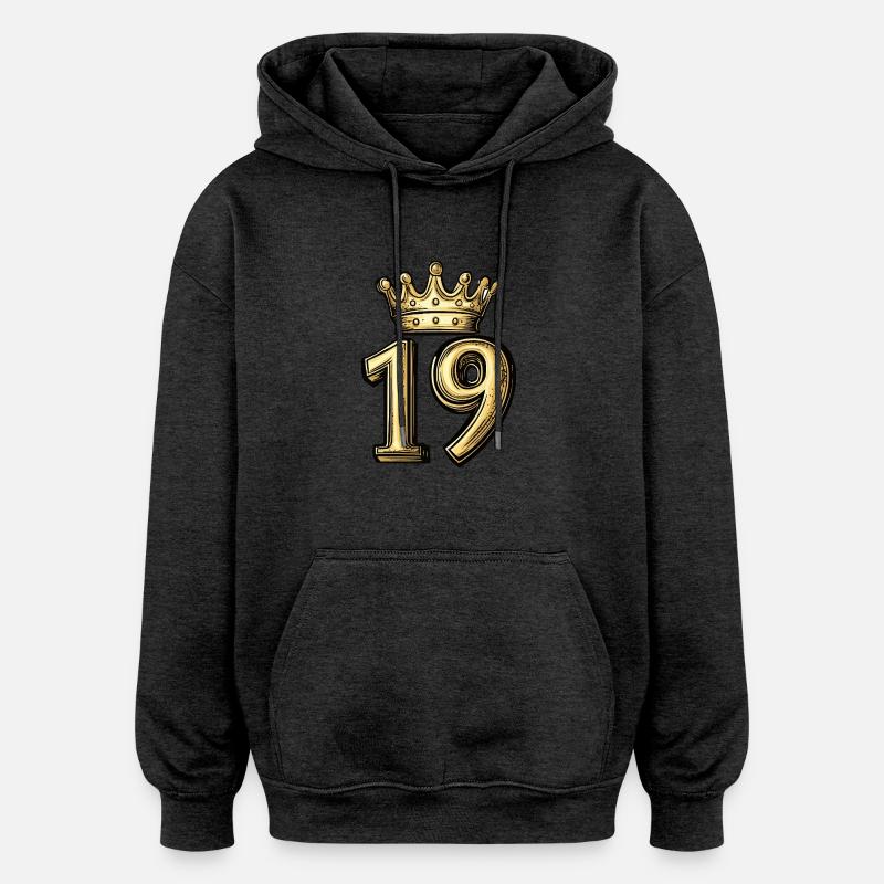 19 Couronne de chiffres - Sweat à capuche oversize unisexe - charbon