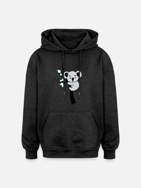 Koala Bear Comic Tree - Oversized Unisex Hoodie - charcoal grey