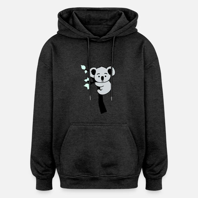 Koala Bear Comic Tree - Oversized Unisex Hoodie - charcoal grey
