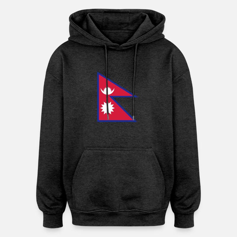 Drapeau national du Népal - Sweat à capuche oversize unisexe - charbon