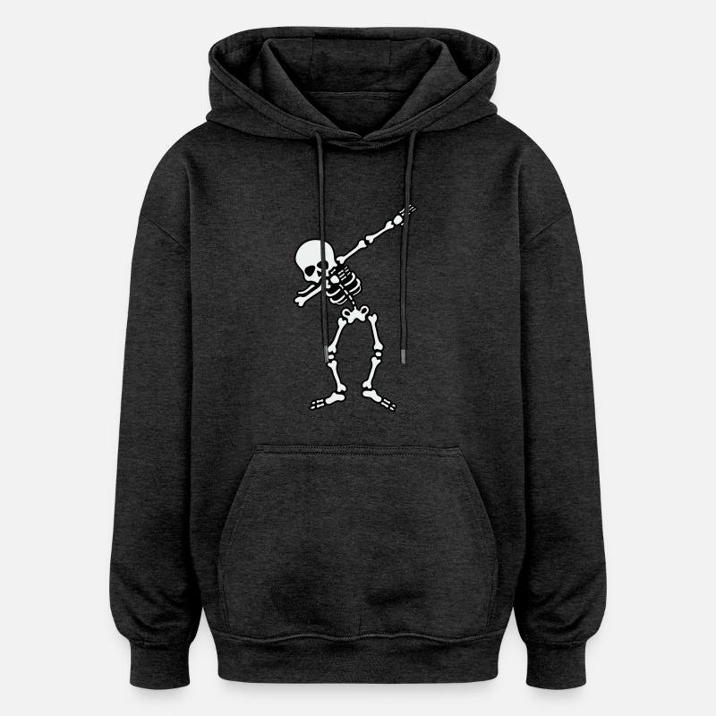 skull dabbing - Oversized Unisex Hoodie - charcoal grey