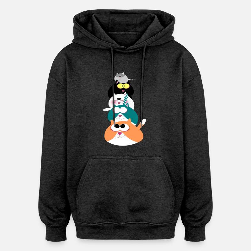 Chats - Sweat à capuche oversize unisexe - charbon
