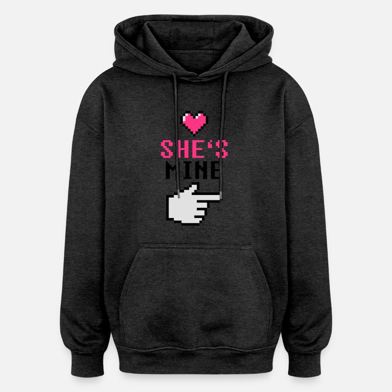 She's Mine 8-Bit - Sweat à capuche oversize unisexe - charbon