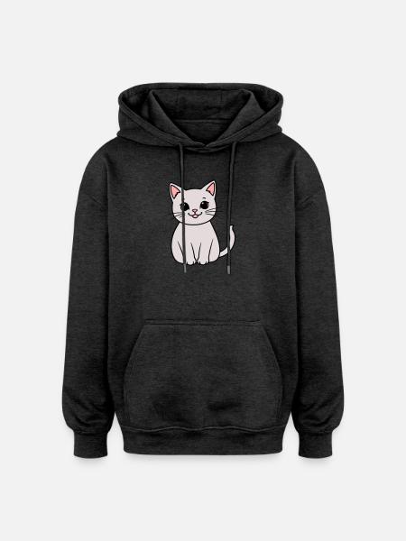gray kitten - Oversized Unisex Hoodie - charcoal grey