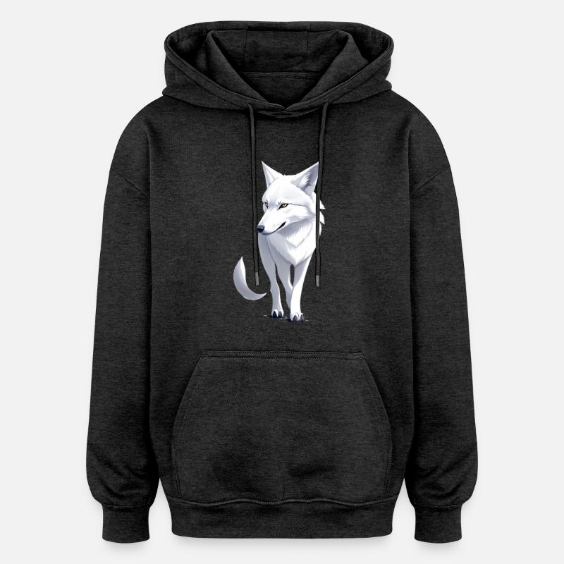 Weißer Wolf - Oversized Unisex Hoodie - Anthrazit