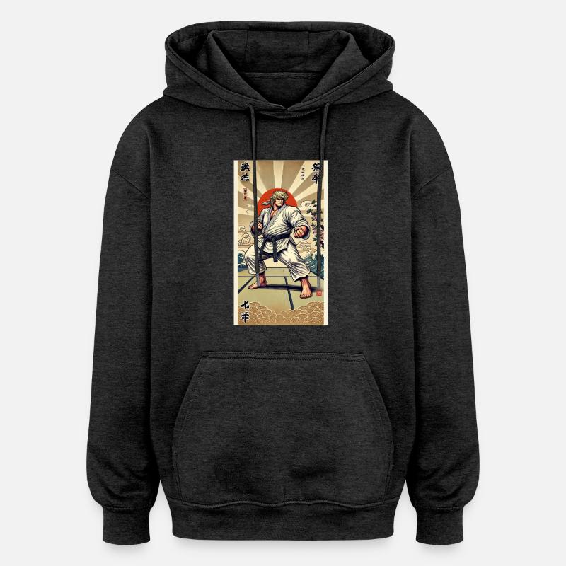 Karaté MAÎTRE - Sweat à capuche oversize unisexe - charbon