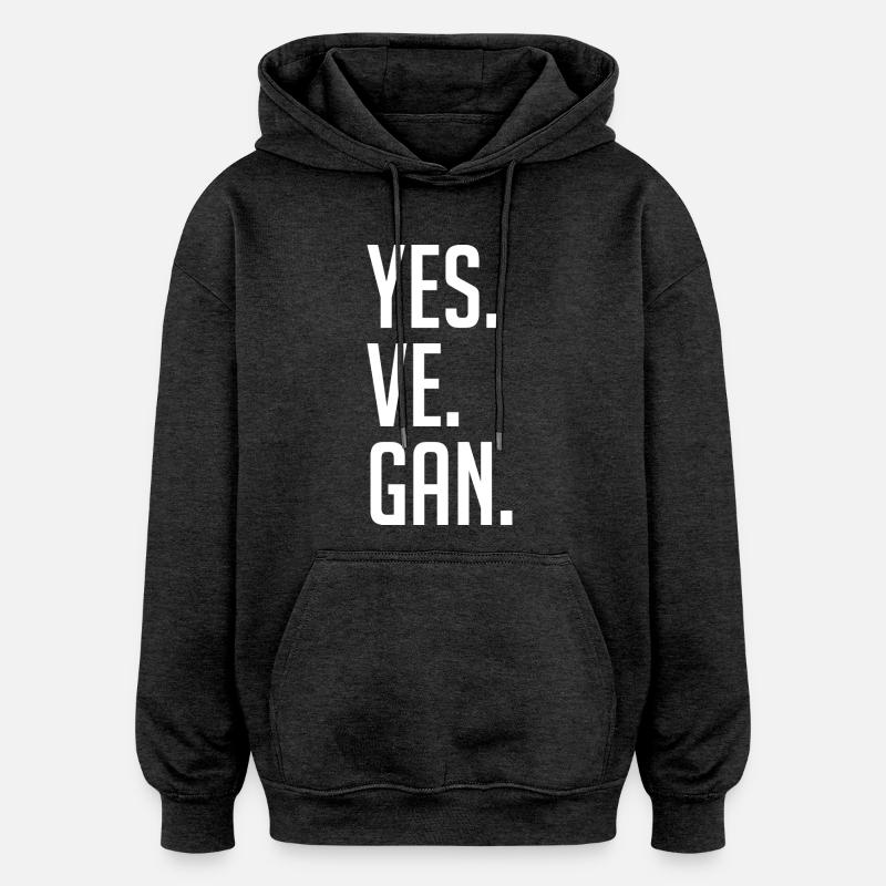 oui, végétalien! - Sweat à capuche oversize unisexe - charbon