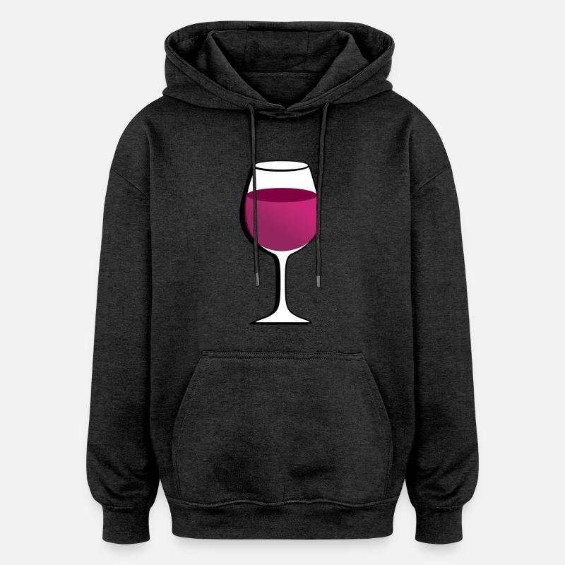 Glas mit rotem Wein - Oversized Unisex Hoodie - Anthrazit