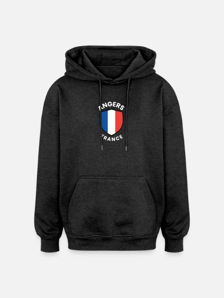 Angers France Shield Emblem - Oversized Unisex Hoodie - charcoal grey
