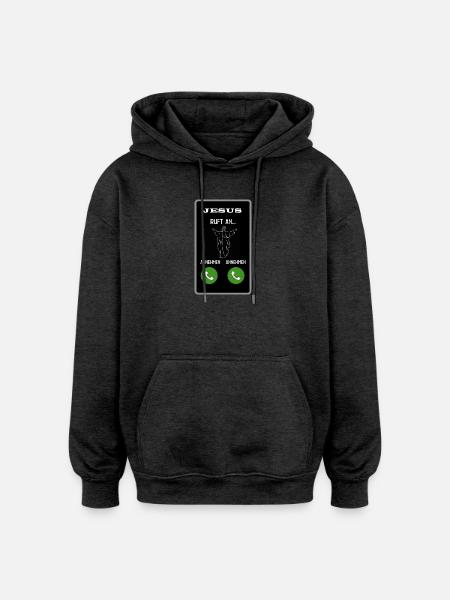Jesus ruft an - Oversized Unisex Hoodie - Anthrazit