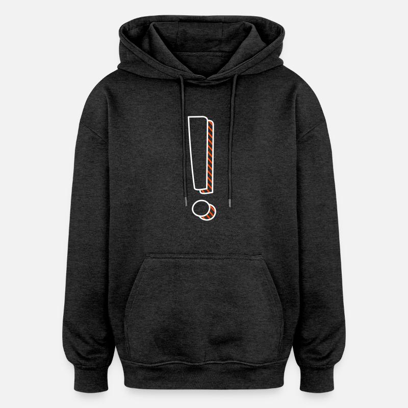 Exclamation mark two-tone with shadow - Oversized Unisex Hoodie - charcoal grey