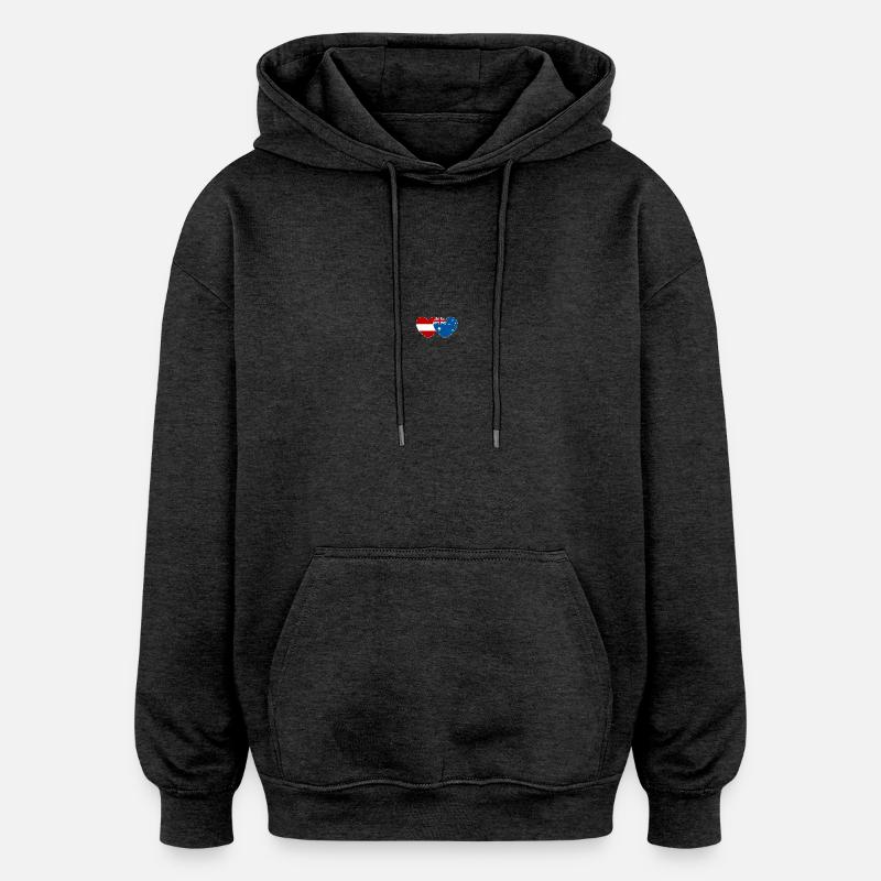 Autriche Australie Drapeau Coeur - Sweat à capuche oversize unisexe - charbon