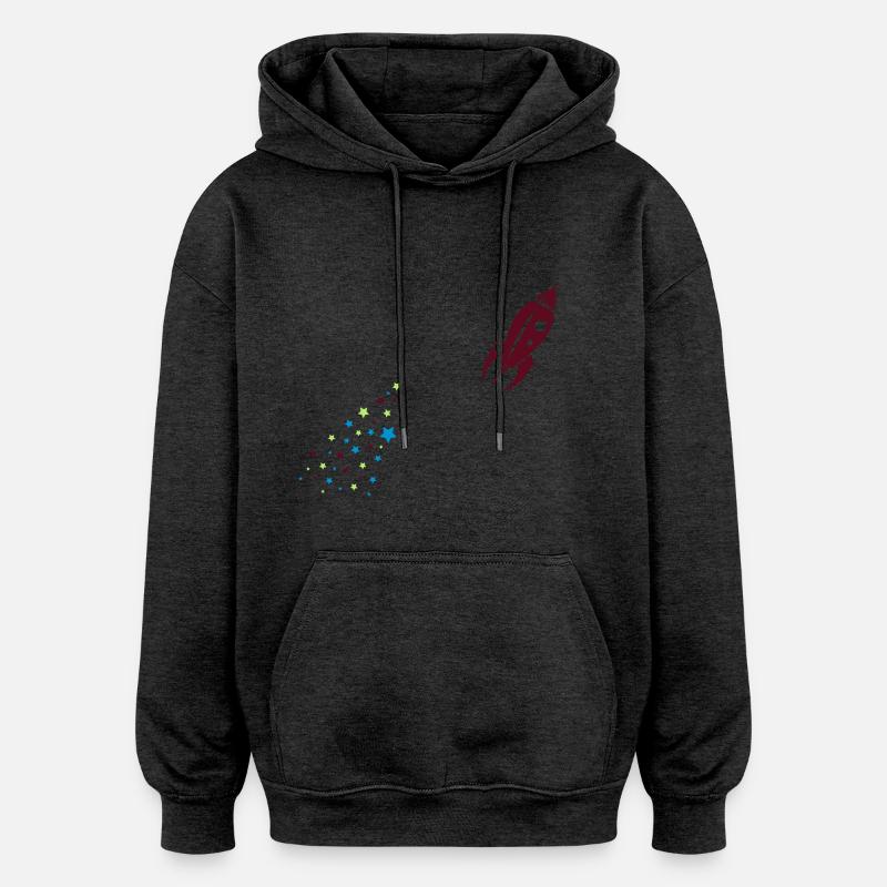 Une fusée décolle - Sweat à capuche oversize unisexe - charbon