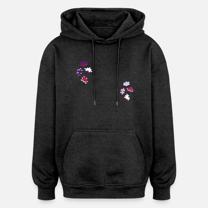 quatre pièces de puzzle - Sweat à capuche oversize unisexe - charbon