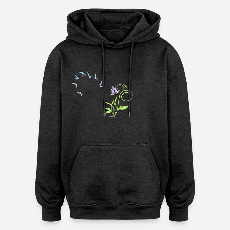 Orchidee / orchid (2c) - Sweat à capuche oversize unisexe - charbon