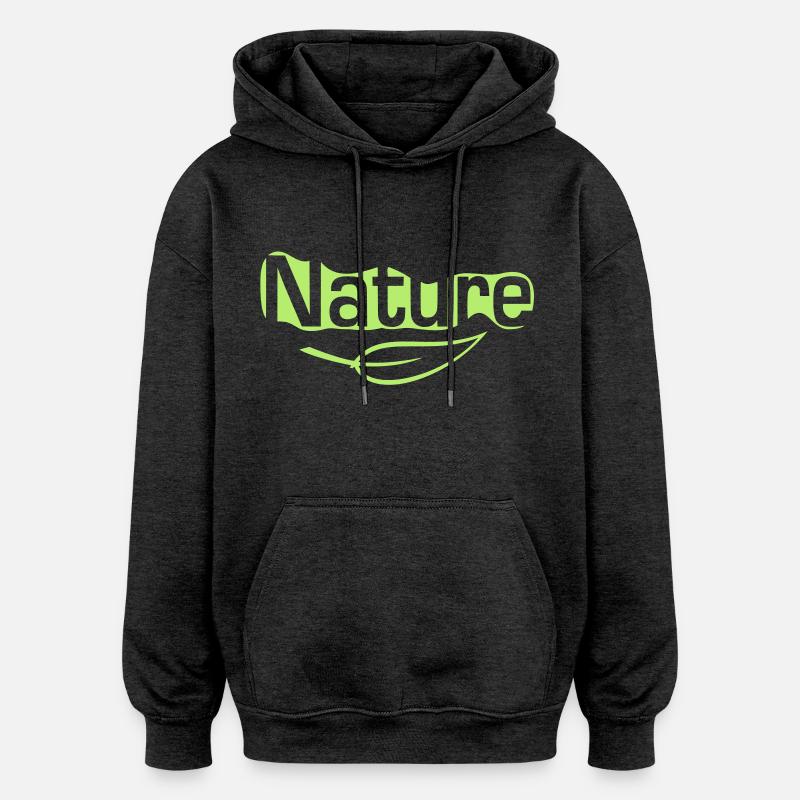 nature - Sweat à capuche oversize unisexe - charbon