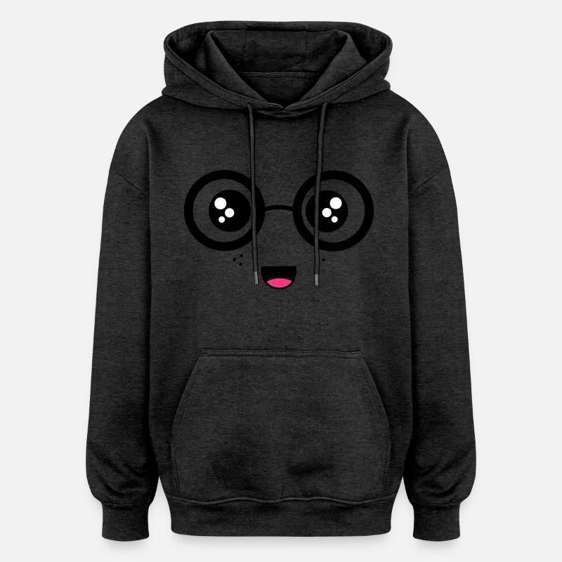 Visage nerdy - Sweat à capuche oversize unisexe - charbon