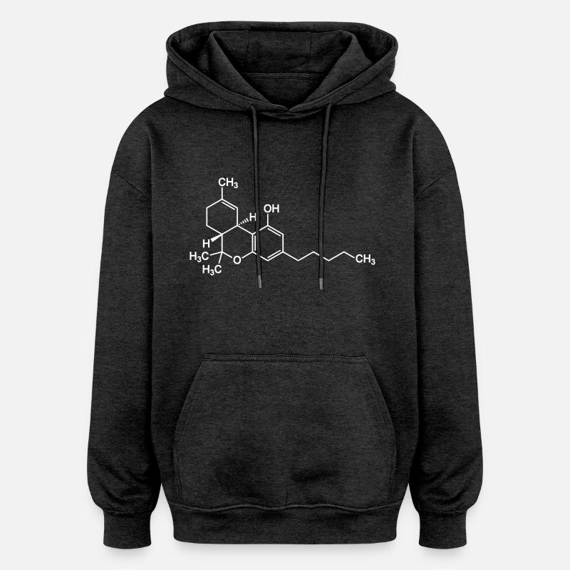 THC Tetrahydrocannabinol - Sweat à capuche oversize unisexe - charbon