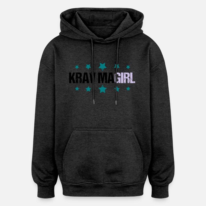 Krav Maga Girl - Sweat à capuche oversize unisexe - charbon