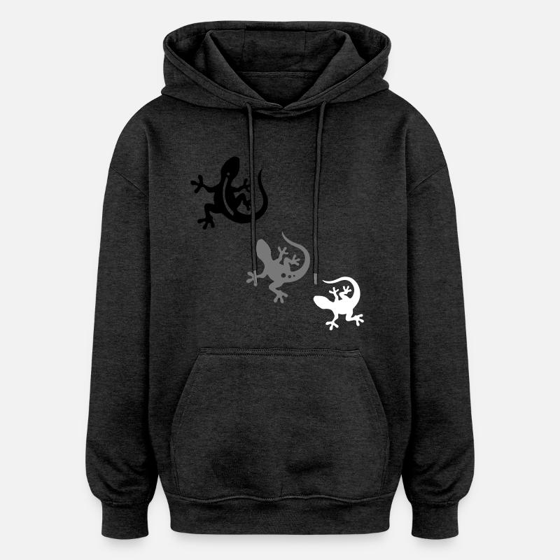 GECKO trio - Sweat à capuche oversize unisexe - charbon