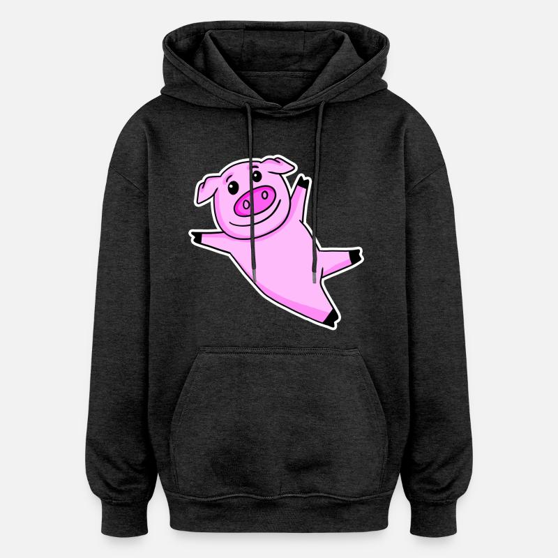 Cochon mignon - Sweat à capuche oversize unisexe - charbon