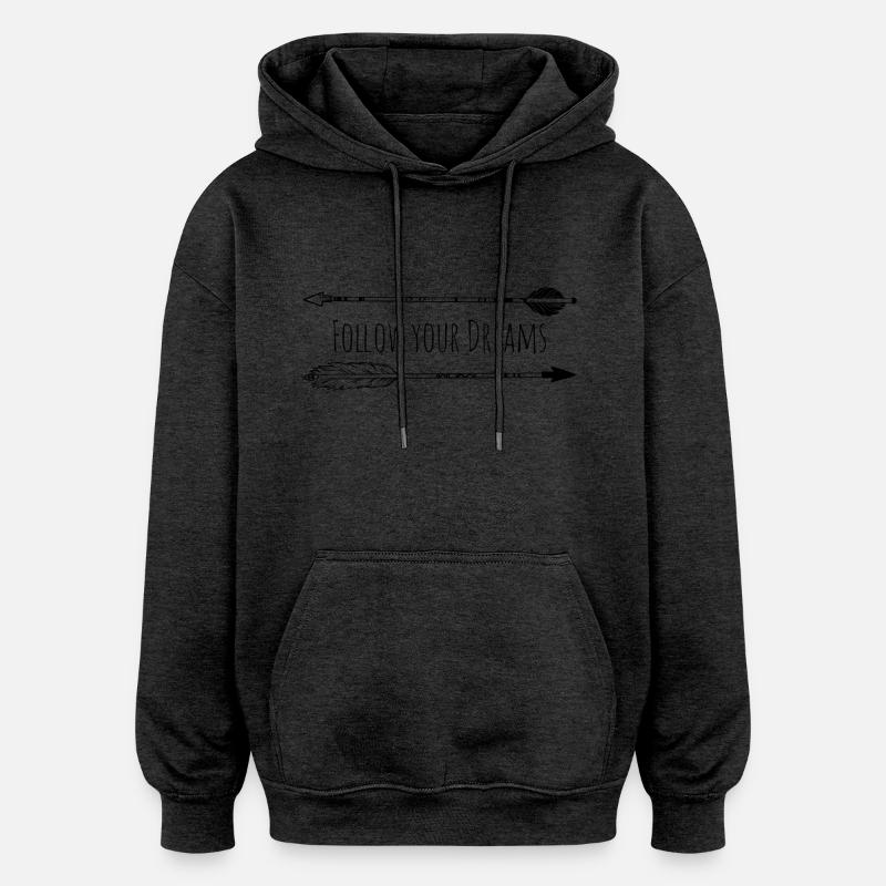 Suivez vos rêves - flèches - Sweat à capuche oversize unisexe - charbon