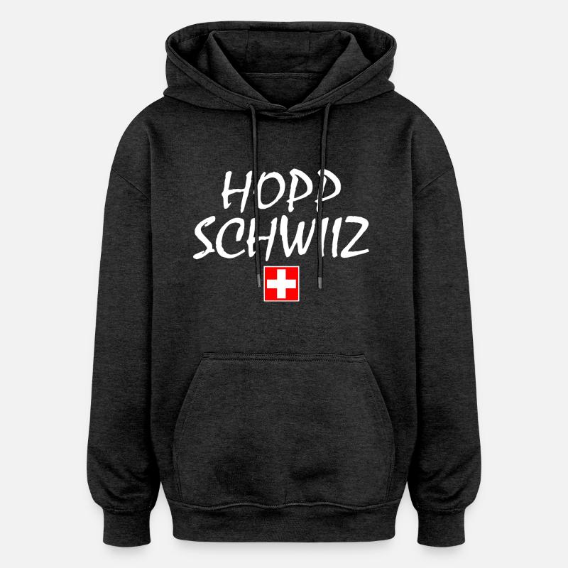 Hopp schwiiz - Sweat à capuche oversize unisexe - charbon