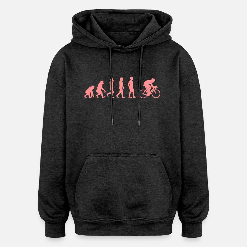 Evolution Fahrrad - Oversized Unisex Hoodie - Anthrazit