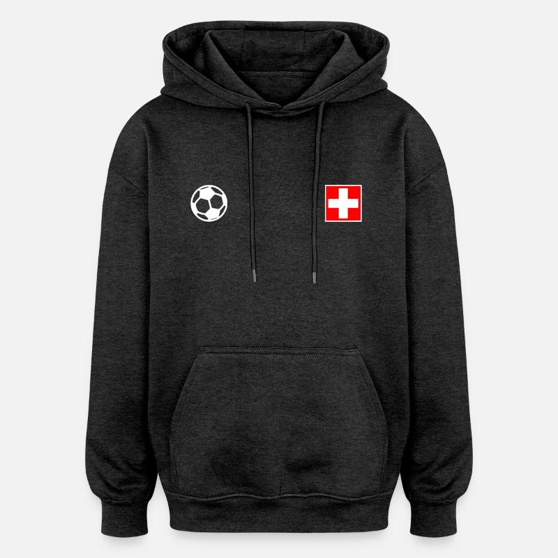 Suisse - Sweat à capuche oversize unisexe - charbon