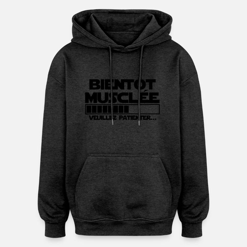 bientôt musclée - Sweat à capuche oversize unisexe - charbon