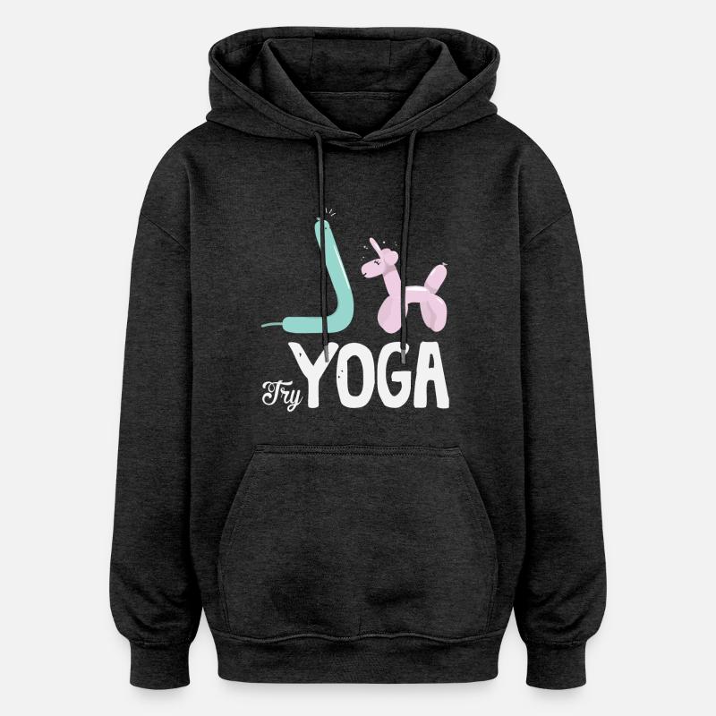 Try Yoga! - Sweat à capuche oversize unisexe - charbon