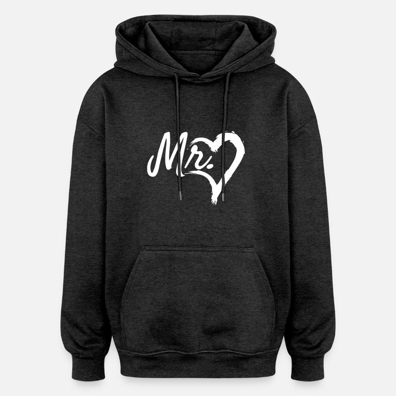 Symbole du coeur Mr - Sweat à capuche oversize unisexe - charbon