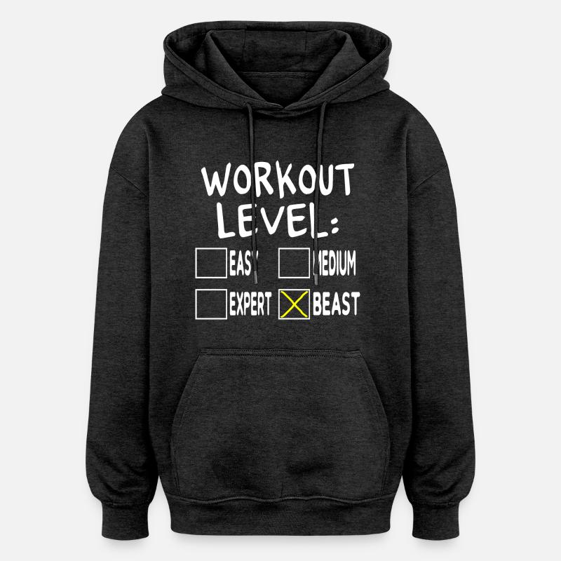 Workout Level Beast - Sweat à capuche oversize unisexe - charbon