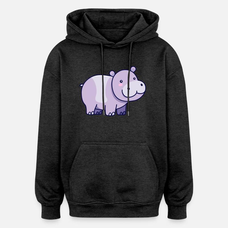 Hippopotame - Sweat à capuche oversize unisexe - charbon