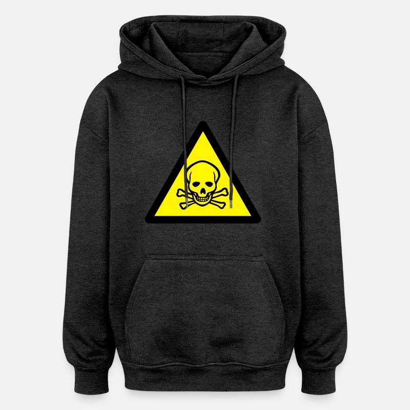sign_2c_warning_skull - Sweat à capuche oversize unisexe - charbon
